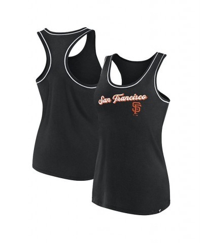 Women's Branded Black San Francisco Giants Wordmark Logo Racerback Tank Top Black $20.39 Tops