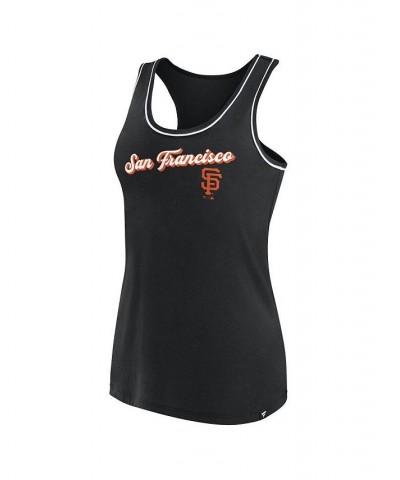 Women's Branded Black San Francisco Giants Wordmark Logo Racerback Tank Top Black $20.39 Tops