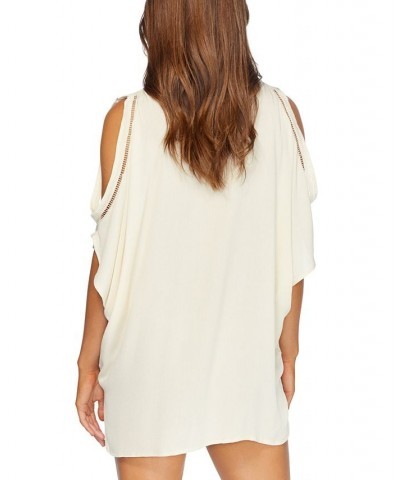 Juniors' Solid Samba V-Neck Caftan Cover-Up Ivory/Cream $30.36 Swimsuits