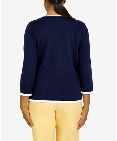 Women's Bright Idea Sunflower Sweater Navy $41.34 Sweaters