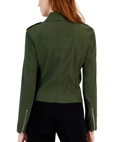 Women's Twill Moto Jacket Green $49.28 Jackets