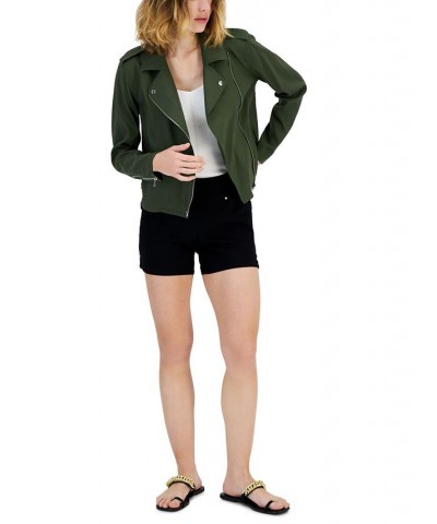 Women's Twill Moto Jacket Green $49.28 Jackets