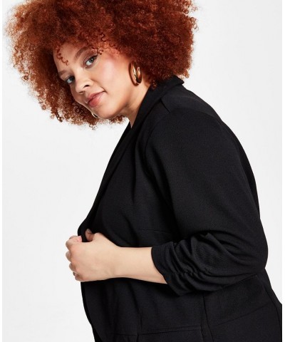 Trendy Plus Size Knit Boyfriend Blazer Black $15.90 Jackets