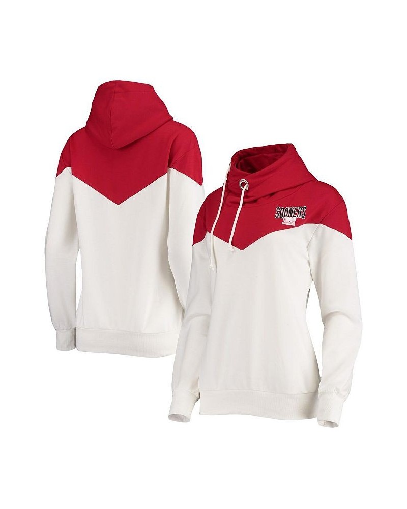 Women's Oklahoma Sooners Old School Arrow Blocked Cowl Neck Tri-Blend Pullover Hoodie White, Crimson $34.30 Sweatshirts