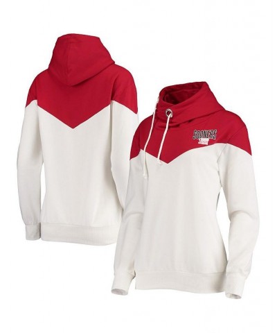 Women's Oklahoma Sooners Old School Arrow Blocked Cowl Neck Tri-Blend Pullover Hoodie White, Crimson $34.30 Sweatshirts