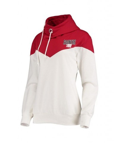 Women's Oklahoma Sooners Old School Arrow Blocked Cowl Neck Tri-Blend Pullover Hoodie White, Crimson $34.30 Sweatshirts