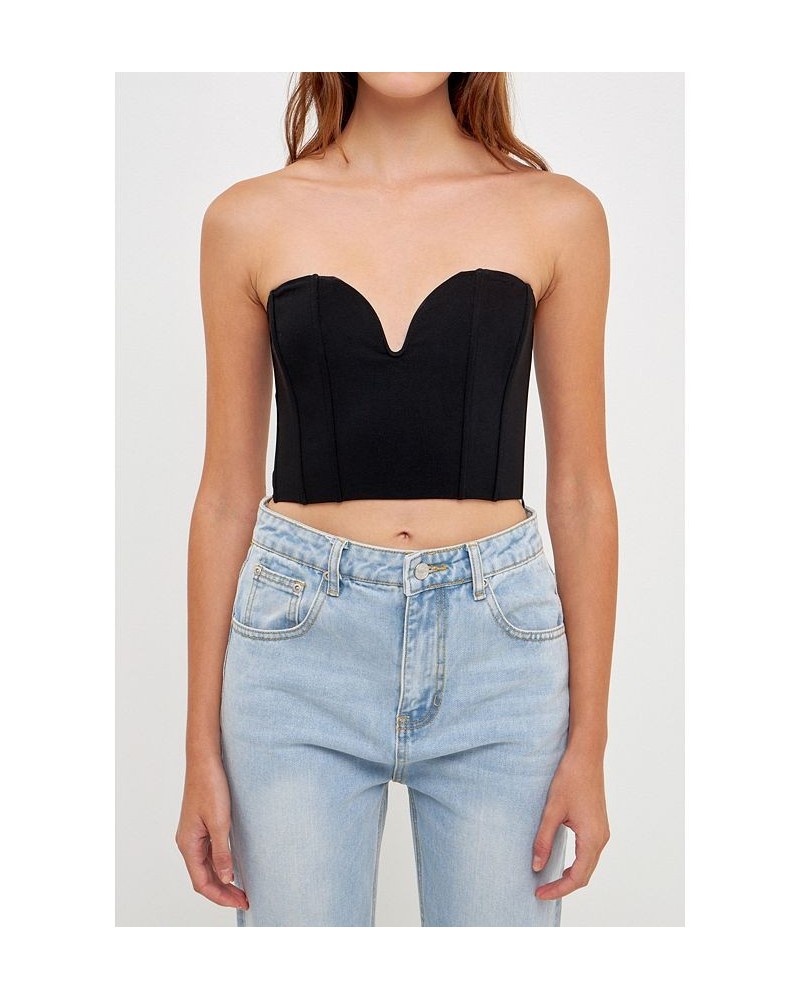 Women's Sweetheart Corset Tube Top Black $30.60 Tops