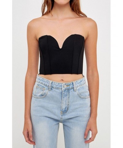 Women's Sweetheart Corset Tube Top Black $30.60 Tops