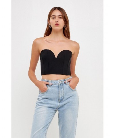 Women's Sweetheart Corset Tube Top Black $30.60 Tops