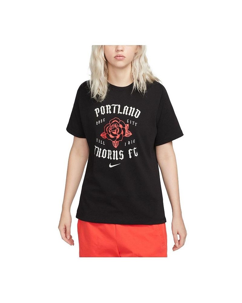 Women's Black Portland Thorns FC Travel T-shirt Black $35.99 Tops