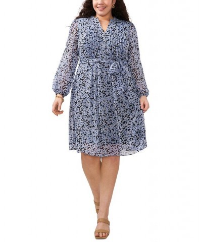 Plus Size Floral-Print Puff-Sleeve Shirtdress Black/Denim $47.17 Dresses