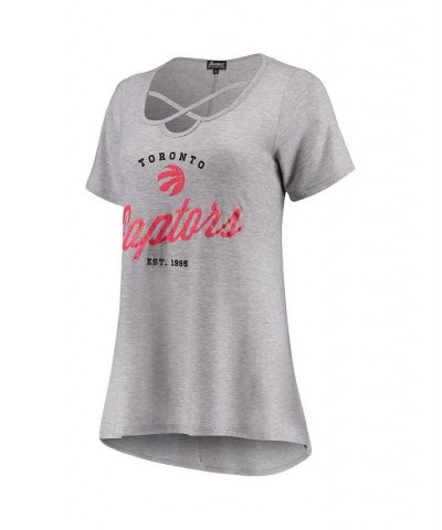 Women's Heathered Gray Toronto Raptors Criss Cross Front Tri-Blend T-shirt Heathered Gray $17.60 Tops