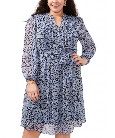 Plus Size Floral-Print Puff-Sleeve Shirtdress Black/Denim $47.17 Dresses