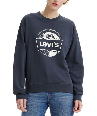 Women's Logo Crewneck Sweatshirt Blue Nights Graphic $31.61 Sweatshirts