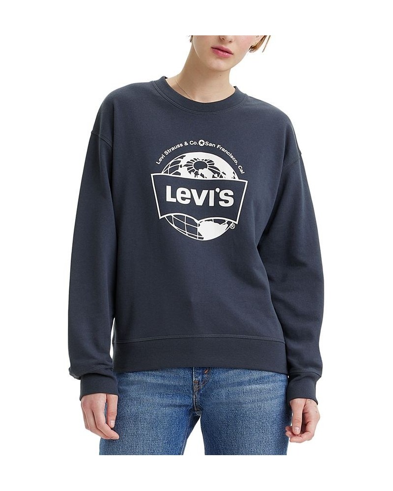 Women's Logo Crewneck Sweatshirt Blue Nights Graphic $31.61 Sweatshirts