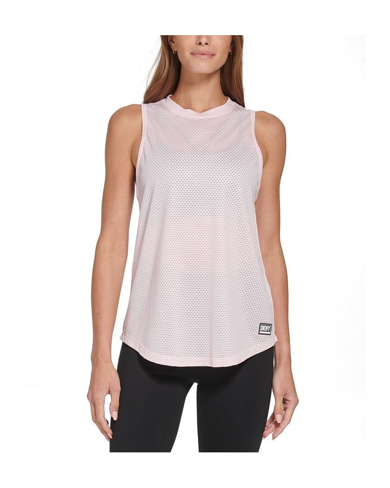 Women's Honeycomb Mesh Sleeveless Top Pink $19.46 Tops