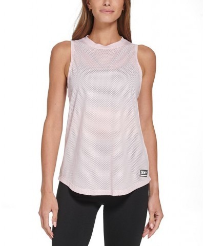 Women's Honeycomb Mesh Sleeveless Top Pink $19.46 Tops