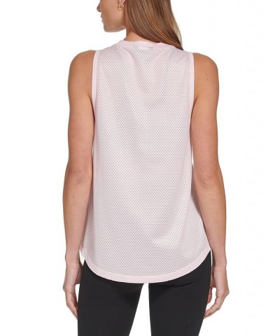 Women's Honeycomb Mesh Sleeveless Top Pink $19.46 Tops