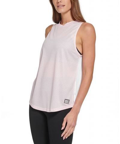 Women's Honeycomb Mesh Sleeveless Top Pink $19.46 Tops