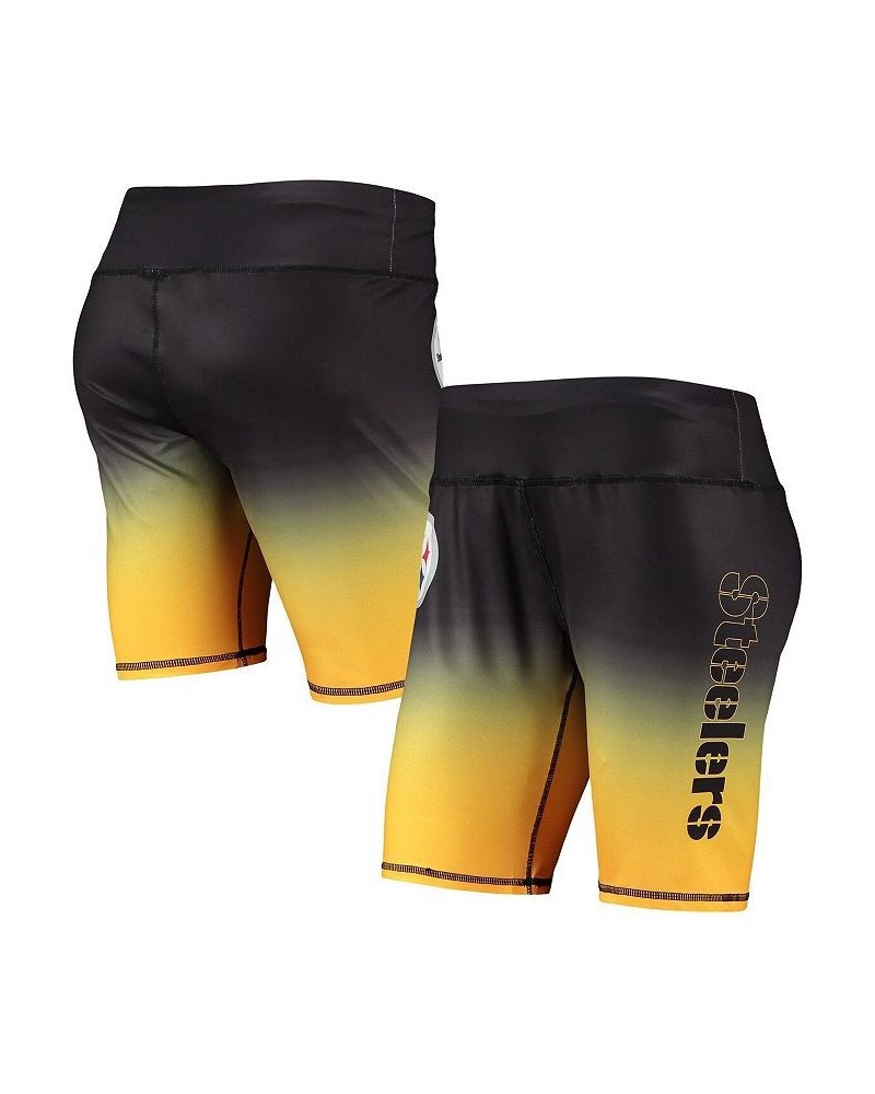 Women's Black Pittsburgh Steelers Gradient Biker Shorts Black $25.19 Shorts