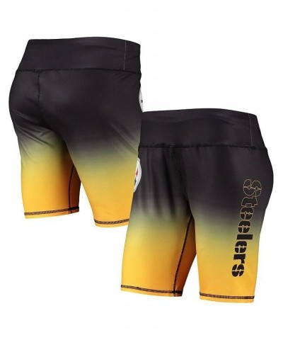 Women's Black Pittsburgh Steelers Gradient Biker Shorts Black $25.19 Shorts