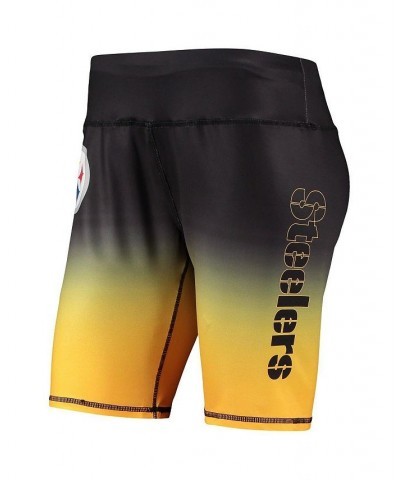 Women's Black Pittsburgh Steelers Gradient Biker Shorts Black $25.19 Shorts