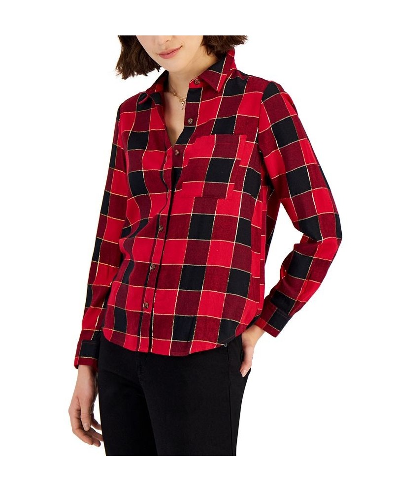 Women's Shine Plaid Perfect Shirt Fire Combo $14.90 Tops