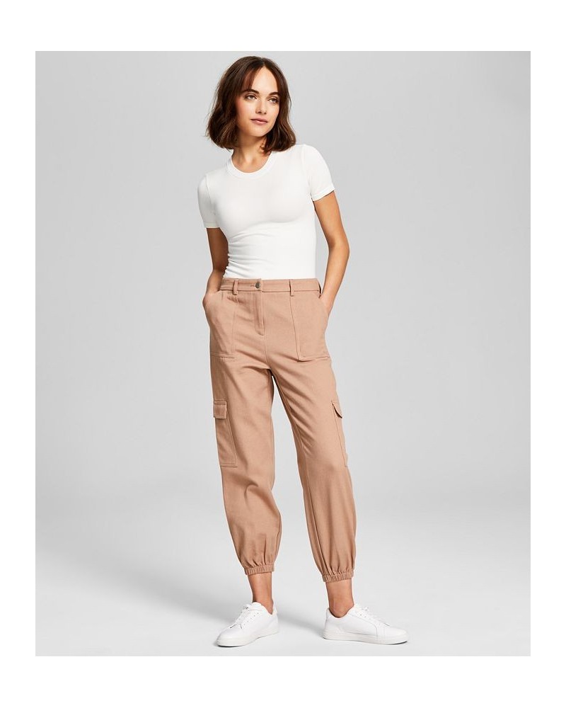 Women's Mid-Rise Cargo Jogger Pants Tan/Beige $23.60 Pants