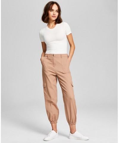 Women's Mid-Rise Cargo Jogger Pants Tan/Beige $23.60 Pants