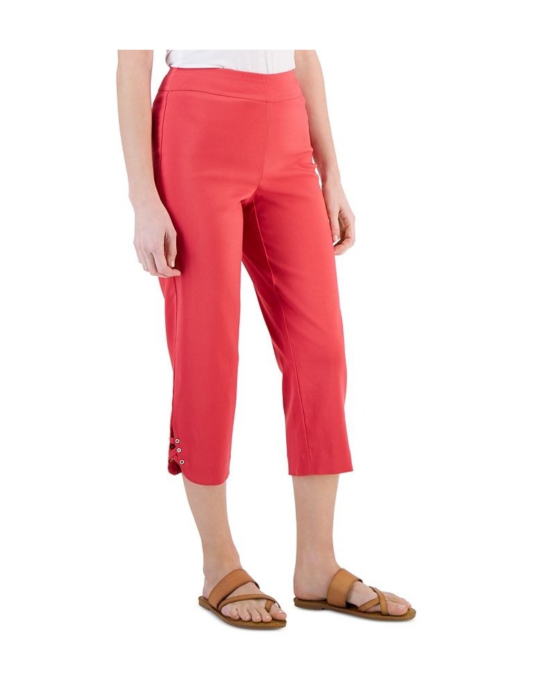 Petite Crisscross-Hem Capri Pants Red $15.07 Pants