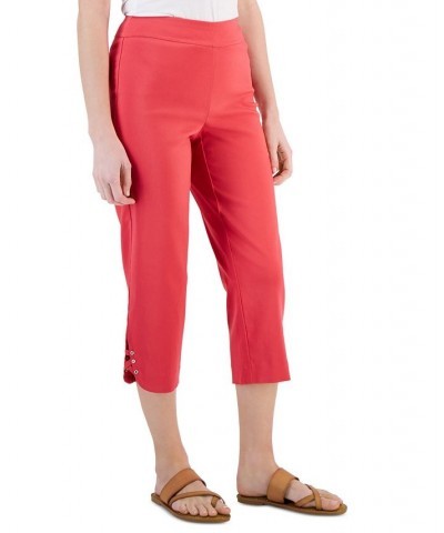 Petite Crisscross-Hem Capri Pants Red $15.07 Pants