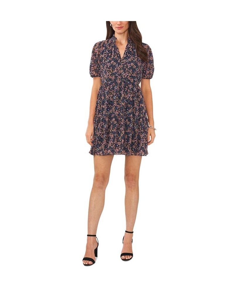 Women's Floral-Print Tiered Babydoll Dress Navy/multi $35.55 Dresses