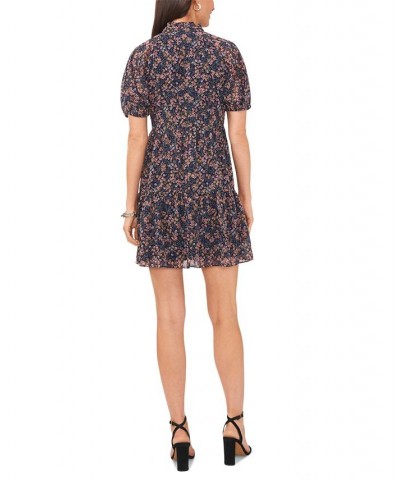 Women's Floral-Print Tiered Babydoll Dress Navy/multi $35.55 Dresses