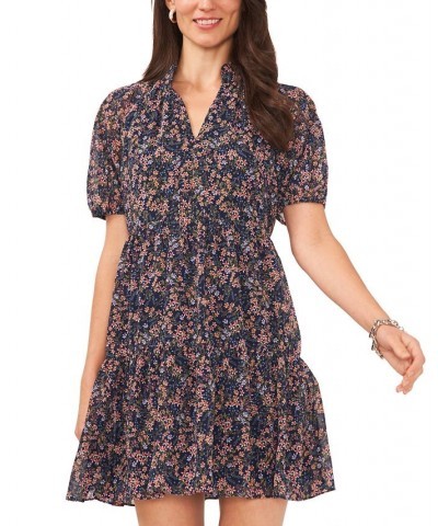 Women's Floral-Print Tiered Babydoll Dress Navy/multi $35.55 Dresses