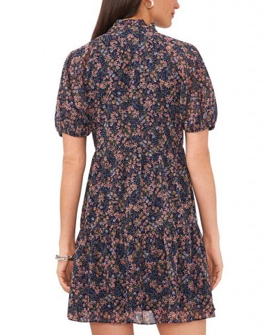 Women's Floral-Print Tiered Babydoll Dress Navy/multi $35.55 Dresses