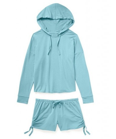 Abbey Women's Hoodie & Short Loungewear Set Light blue $35.07 Sleepwear