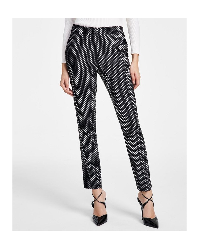 Women's Mid-Rise Jacquard Ankle Pants Black Combo $32.97 Pants