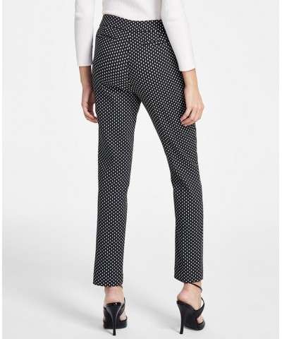 Women's Mid-Rise Jacquard Ankle Pants Black Combo $32.97 Pants