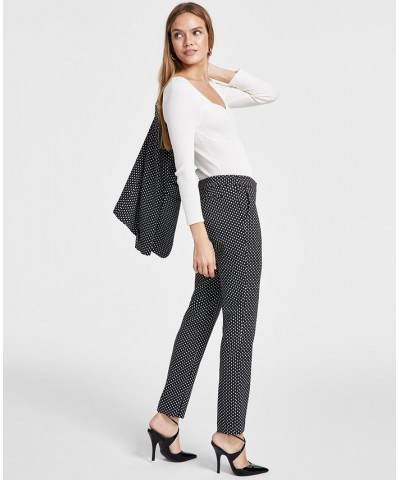 Women's Mid-Rise Jacquard Ankle Pants Black Combo $32.97 Pants