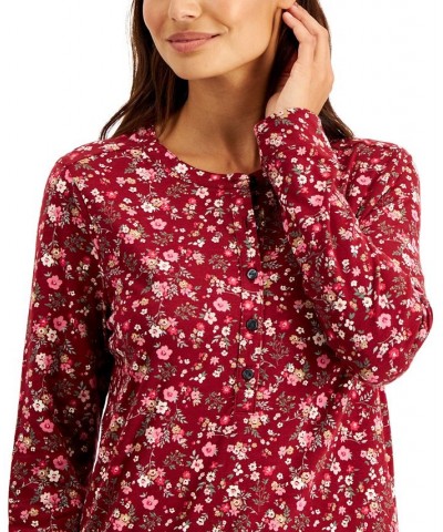 Women's Buttoned Long Sleeve Top Scarlet Floral $13.42 Tops