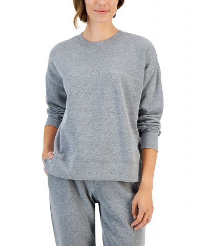 Petite Fleece Crewneck Sweatshirt Stormy Heather $17.38 Sweatshirts