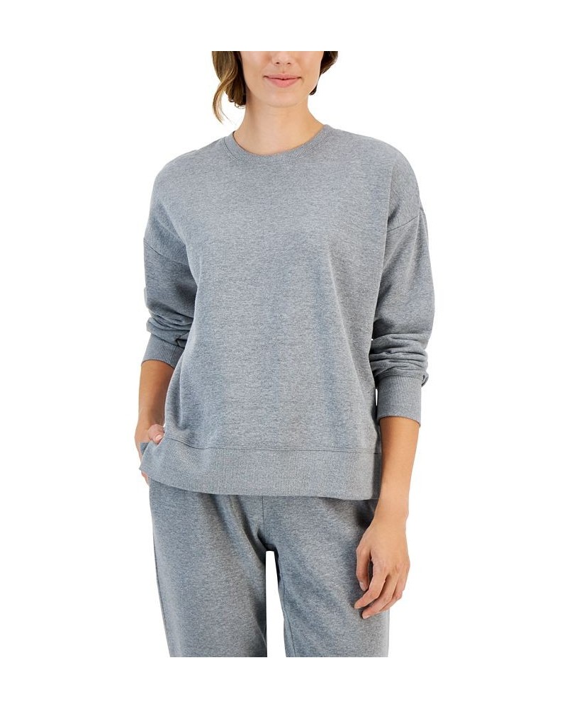 Petite Fleece Crewneck Sweatshirt Stormy Heather $17.38 Sweatshirts