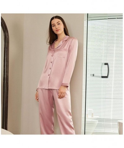 22 Momme Full Length Silk Pajamas Set Pink $58.62 Sleepwear