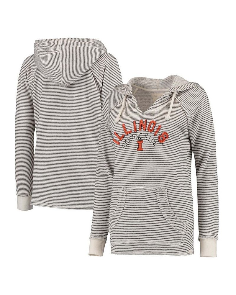 Women's Cream Illinois Fighting Illini Striped French Terry V-Neck Hoodie Cream $32.50 Sweatshirts