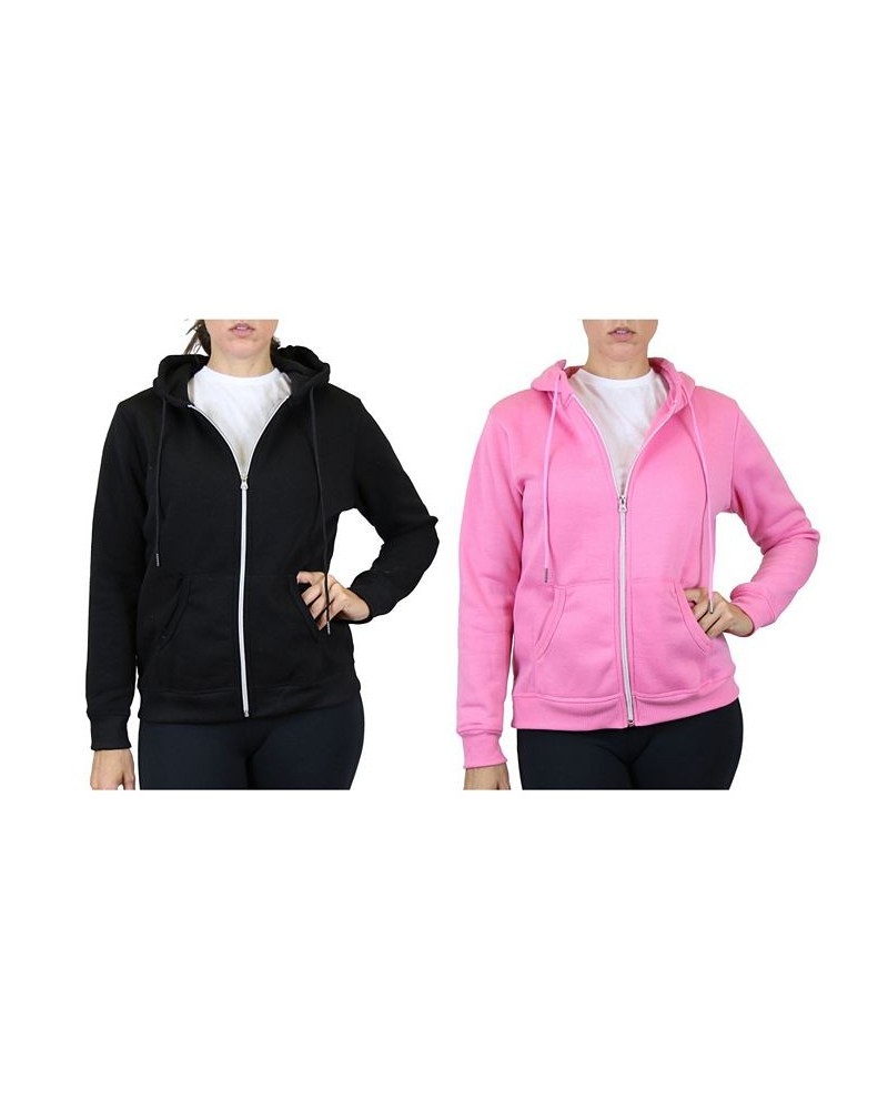 Women's Fleece Lined Zip Hoodie Pack of 2 Black Pink $30.60 Sweatshirts