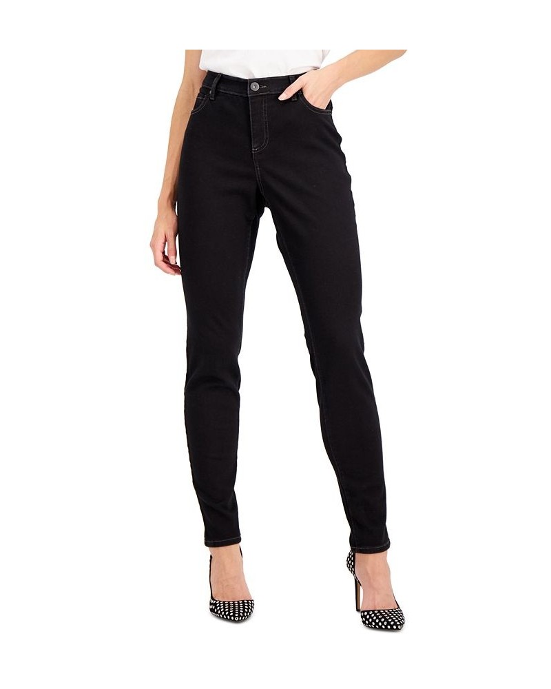 Women's Curvy Mid Rise Skinny Jeans Deep Black $19.69 Jeans