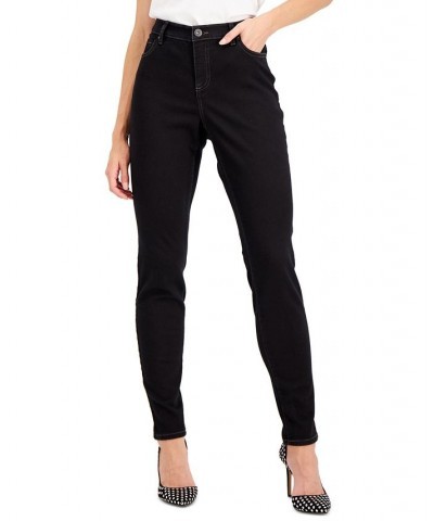 Women's Curvy Mid Rise Skinny Jeans Deep Black $19.69 Jeans