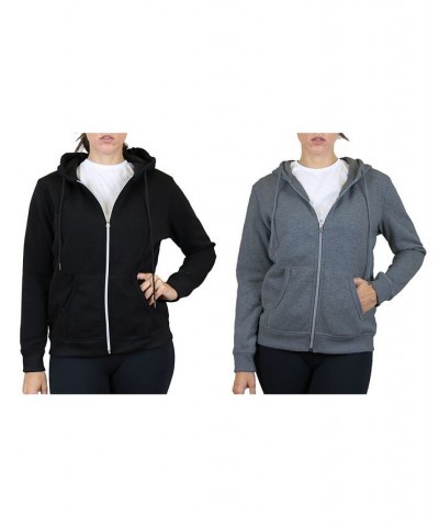 Women's Fleece Lined Zip Hoodie Pack of 2 Black Pink $30.60 Sweatshirts