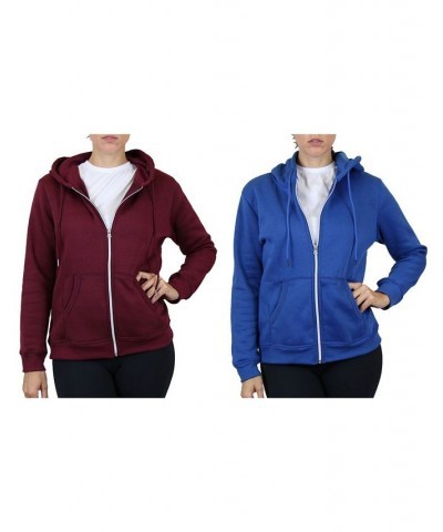 Women's Fleece Lined Zip Hoodie Pack of 2 Black Pink $30.60 Sweatshirts