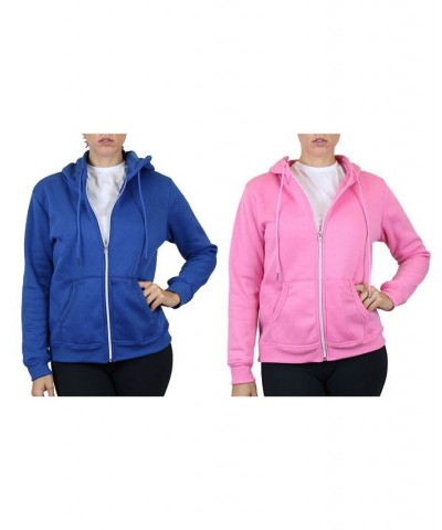 Women's Fleece Lined Zip Hoodie Pack of 2 Black Pink $30.60 Sweatshirts